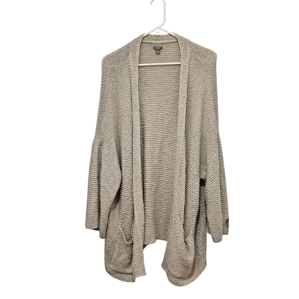 Aerie Chunky Knit Open Cardigan Pockets Beige L/XL Casual Minimalist Cabin Boho